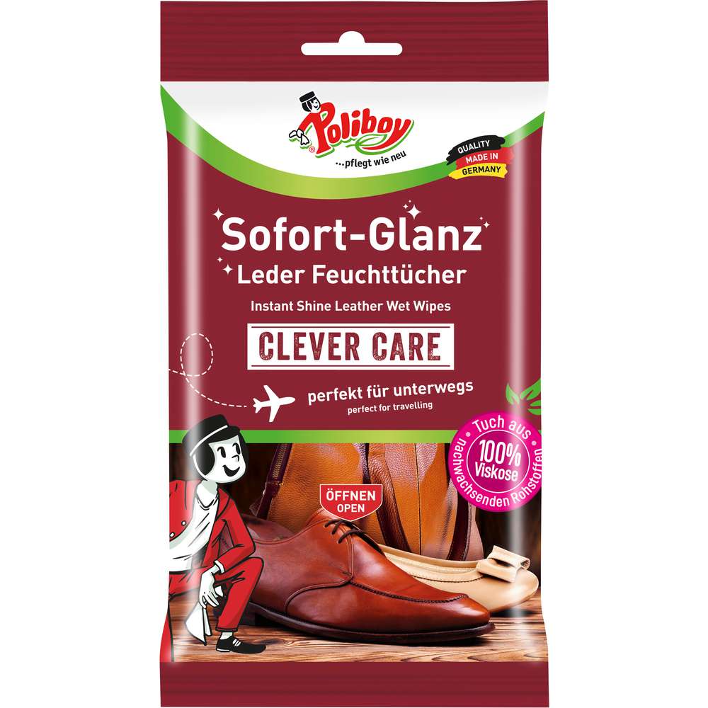 Produktabbildung Poliboy Schuhpflege Sofort-Glanz, Leder Feuchttücher