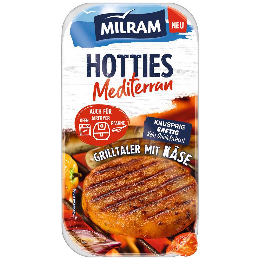 Produktabbildung Milram Grilltaler mit Käse, Hotties Mediterran