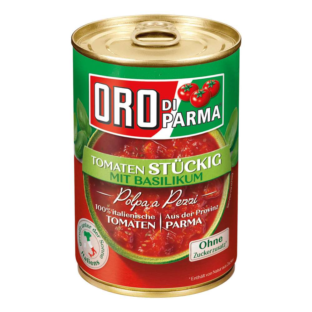 Produktabbildung Oro Di Parma Stückige Tomaten, Basilikum