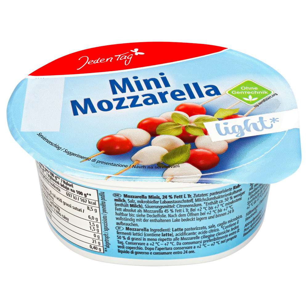 Produktabbildung Jeden Tag Mozzarella, Minis light