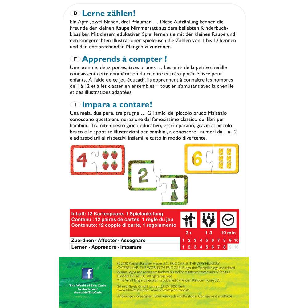 Produktabbildung Schmidt Spiele Die kleine Raupe Nimmersatt, Lerne zählen!