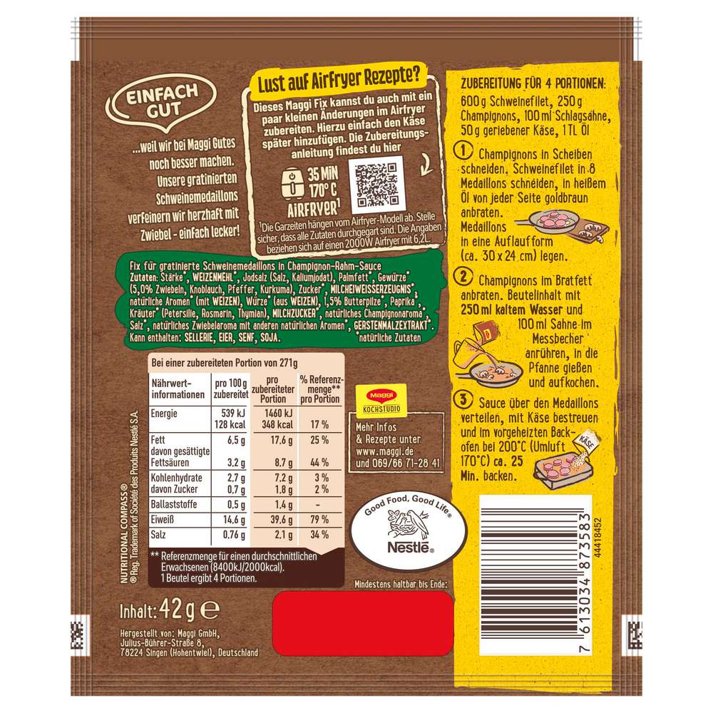 Produktabbildung Maggi Fix Gratinierte Schweinemedaillons