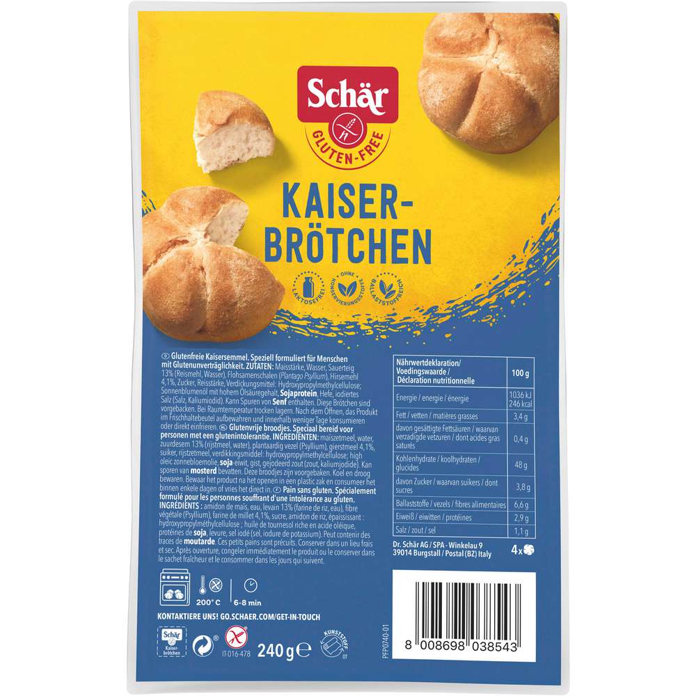 Produktabbildung Schär Kaiserbrötchen zum Aufbacken