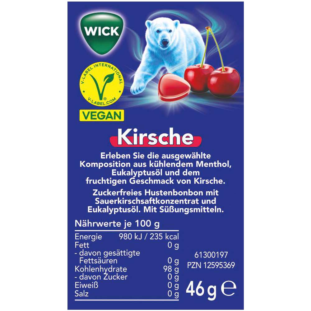 Produktabbildung Wick Bonbons Kirsche-Eukalyptus, ohne Zucker