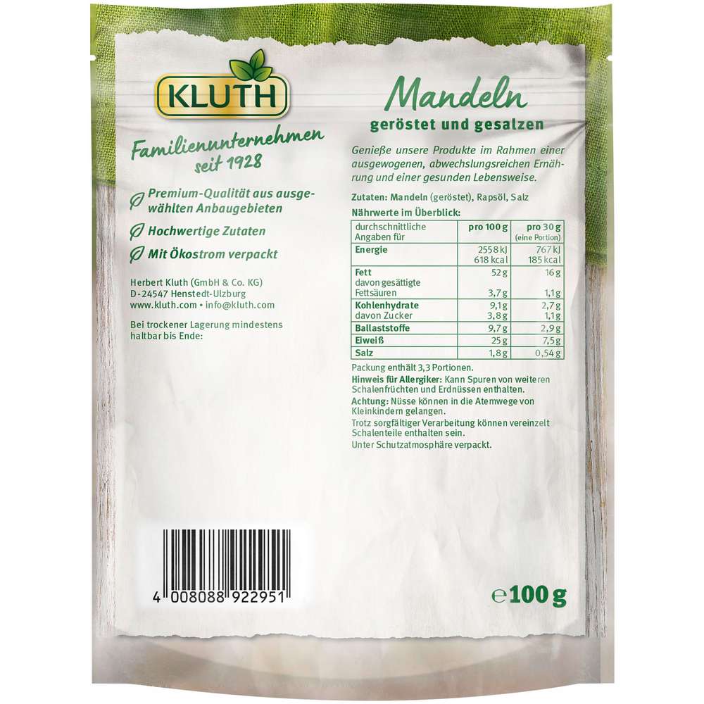 Produktabbildung Kluth Mandeln geröstet & gesalzen