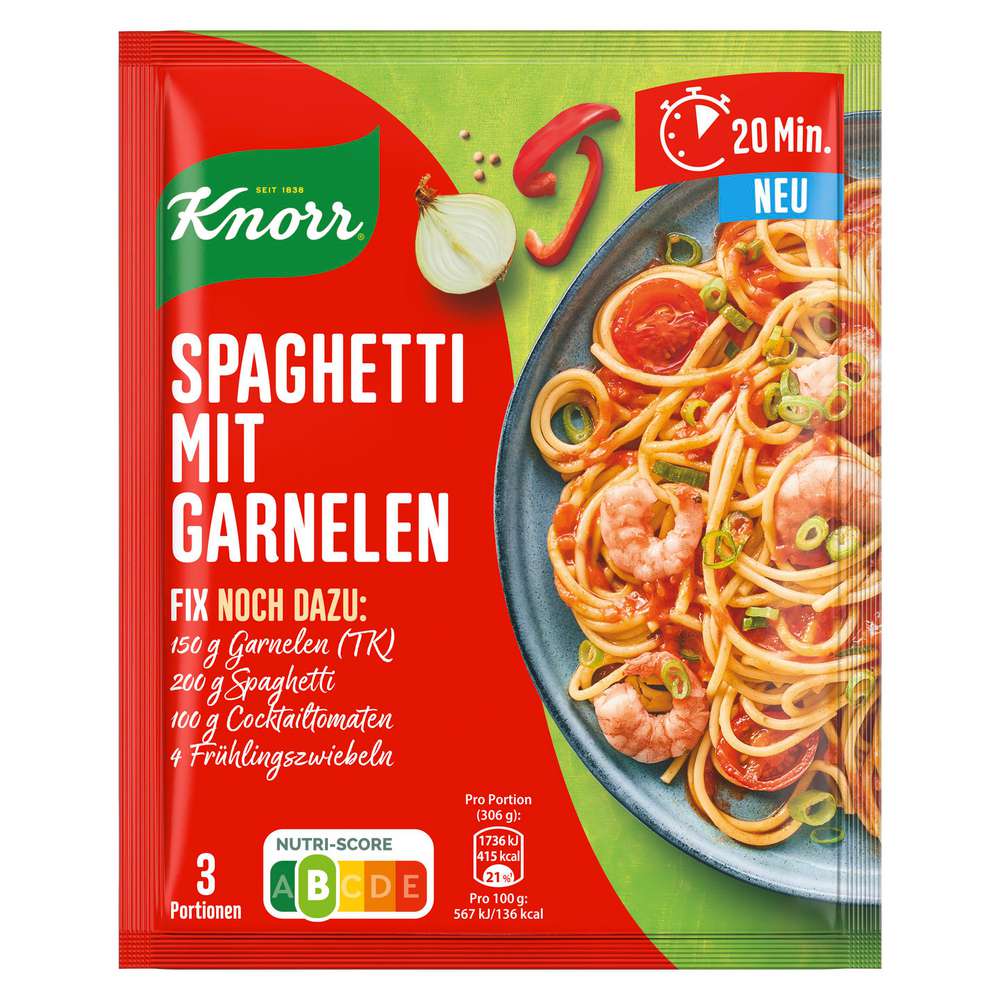 Produktabbildung Knorr Fix-Würzmischung, Spaghetti mit Scampi & Garnelen