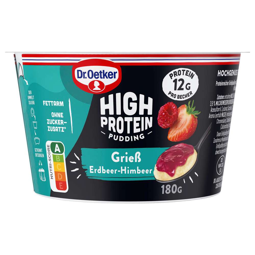 Produktabbildung Dr. Oetker High Protein Pudding Grieß Erdbeer-Himbeer