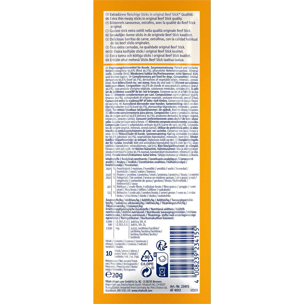 Produktabbildung Vitakraft Hunde-Snack Beef Stick School, Rindsalami