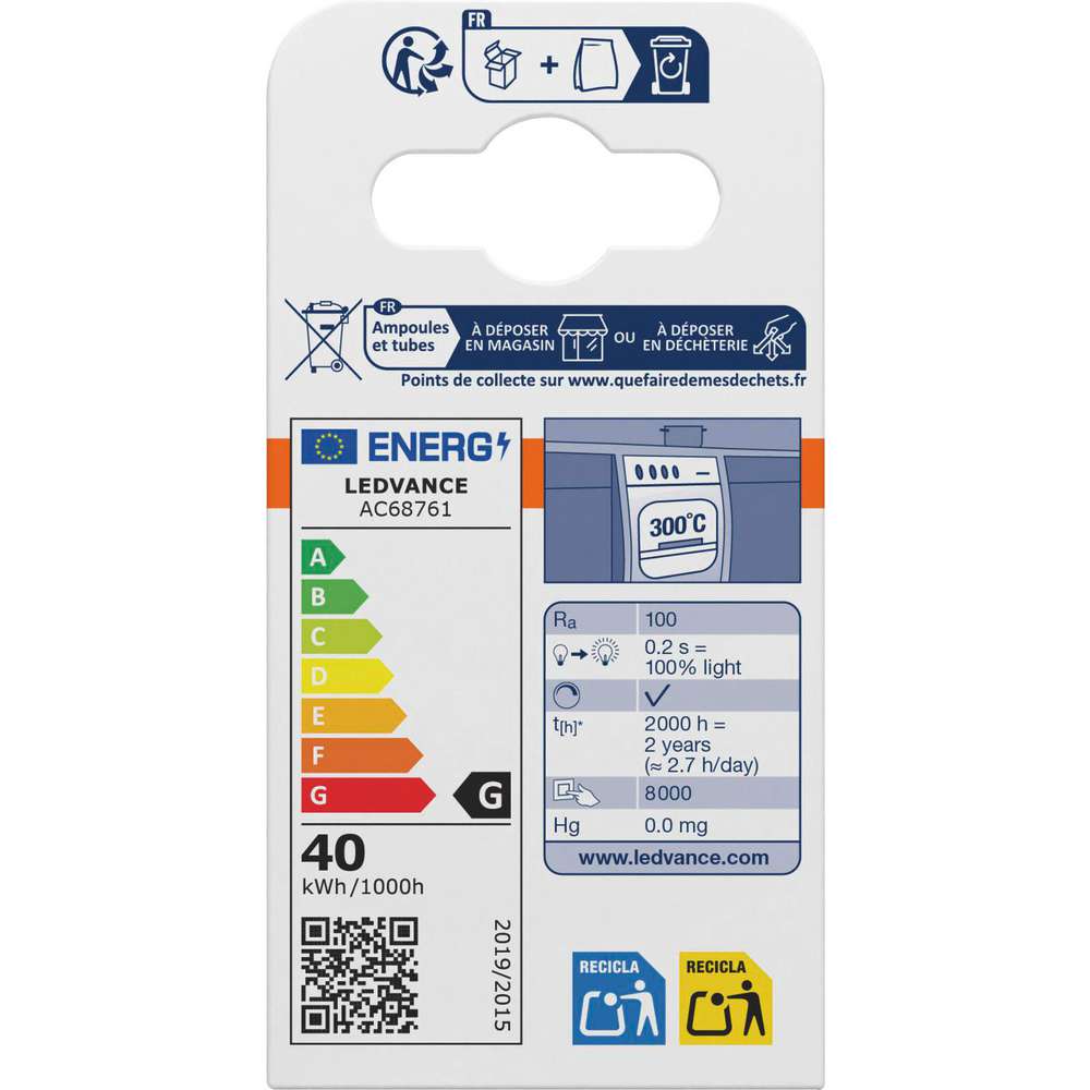 Produktabbildung Osram Ofenlampe Pin 230V G9 40W 2P 