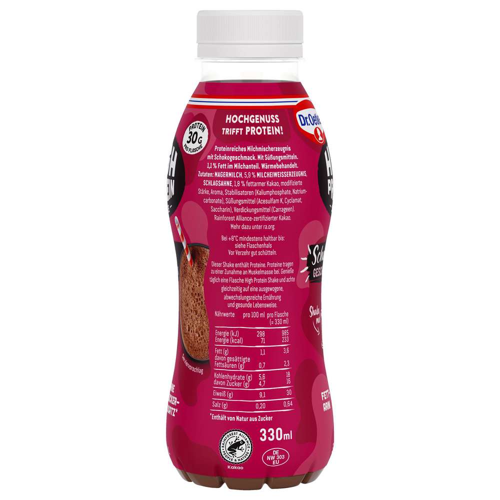Produktabbildung Dr. Oetker High Protein Shake Schokogeschmack, fettarm
