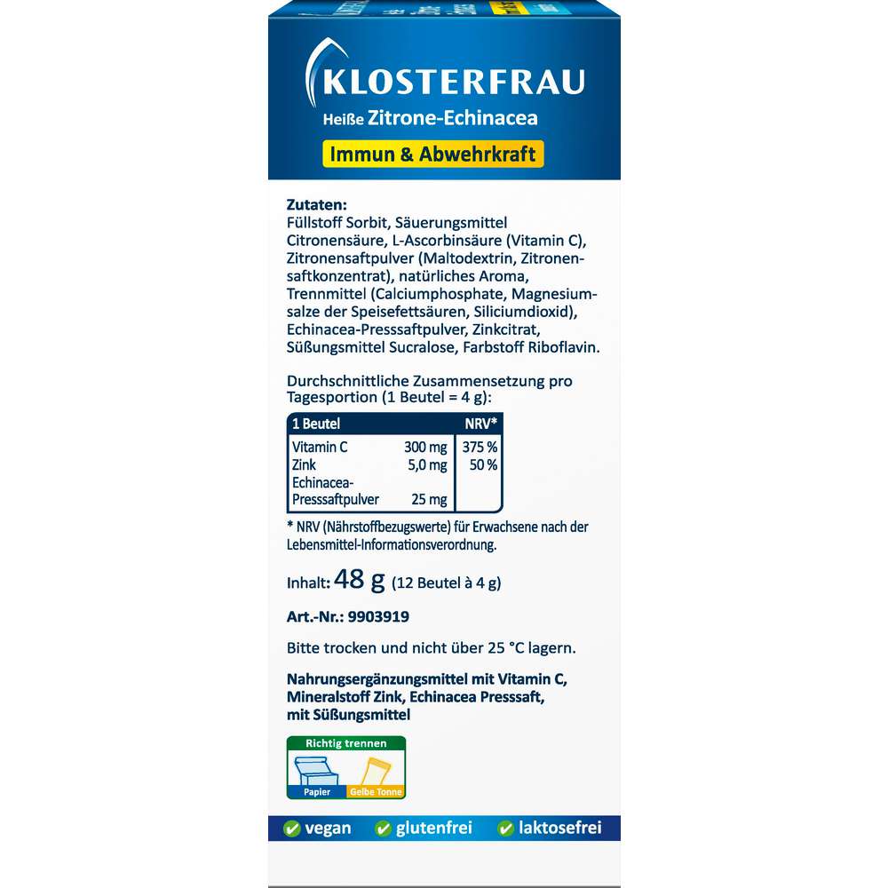 Produktabbildung Klosterfrau Heiße Zitrone-Echinacea, zuckerfrei