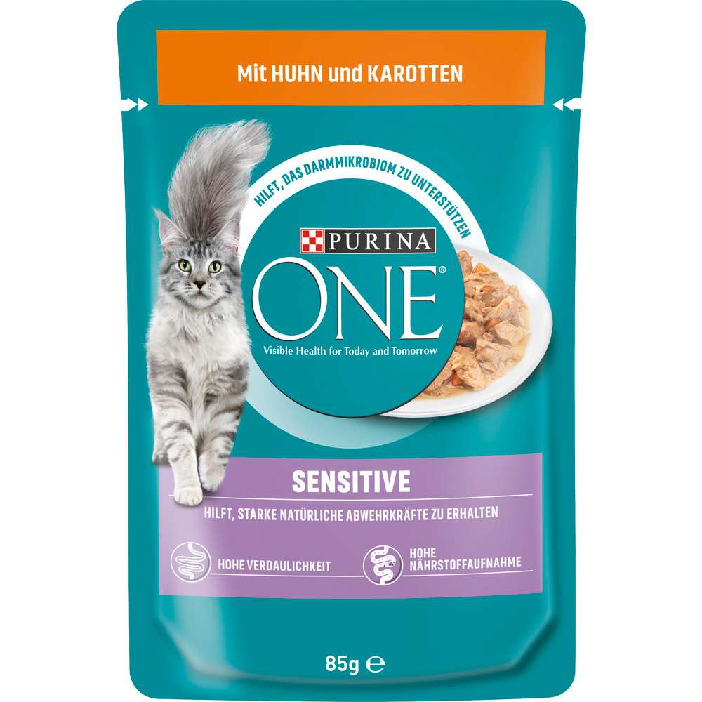 Produktabbildung Purina Katzen-Nassfutter One Pouch Sensitive, Huhn/Karotten