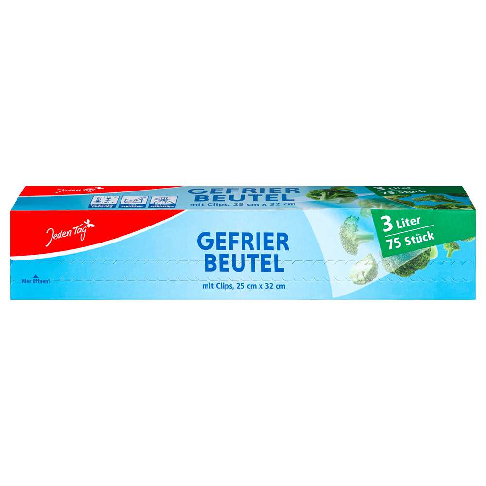 Produktabbildung Jeden Tag Gefrierbeutel mit Clips