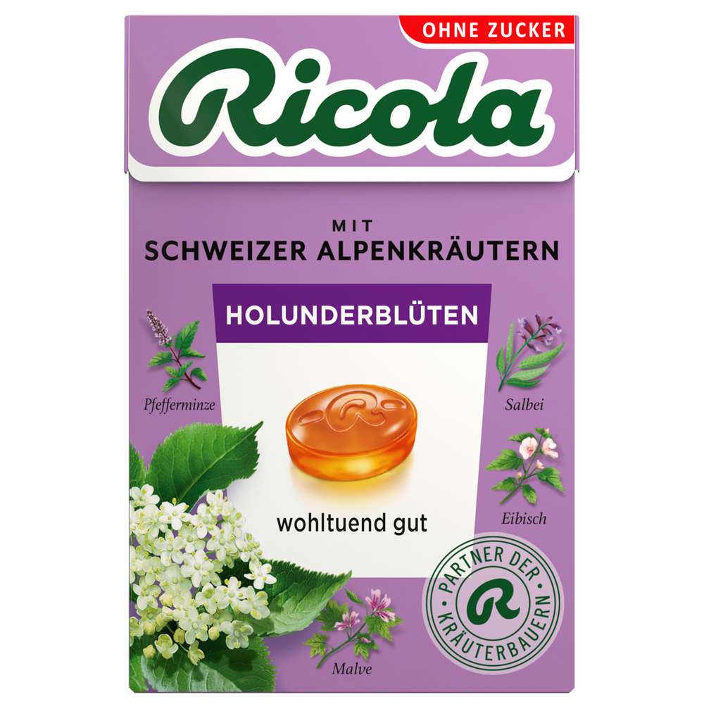 Produktabbildung Ricola Bonbons Holunderblüte, zuckerfrei
