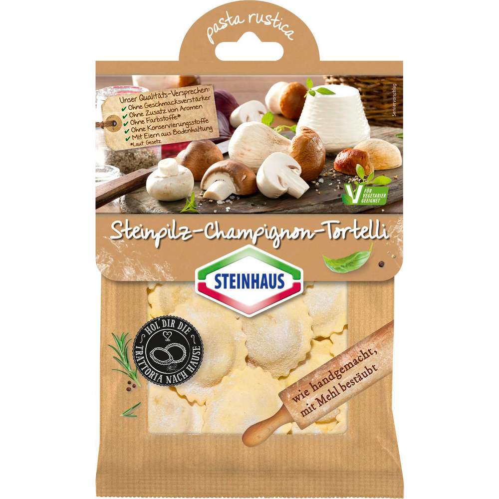 Produktabbildung Steinhaus Nudeln Pasta Rustica, Steinpilz-Champignon-Tortelli