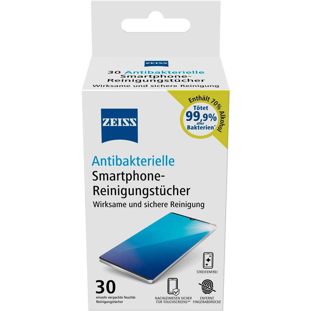 Produktabbildung Zeiss Smartphone-Reinigungstücher, antibakterielle 