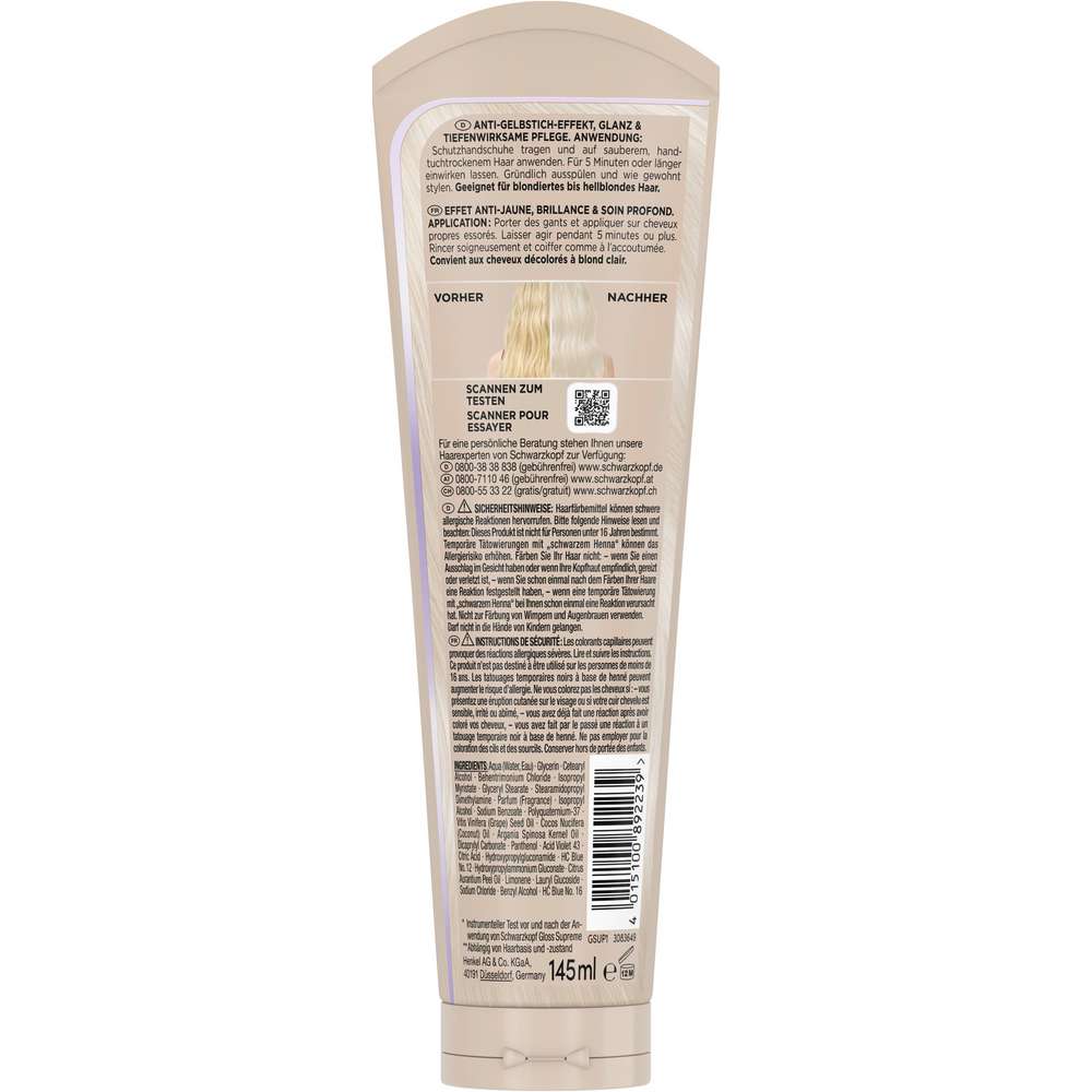 Produktabbildung Schwarzkopf Haarglossing Supreme, Platin Blond