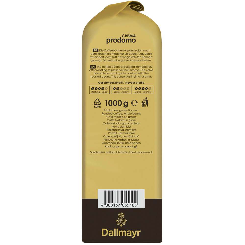 Produktabbildung Dallmayr Kaffee ganze Bohnen Crema prodomo
