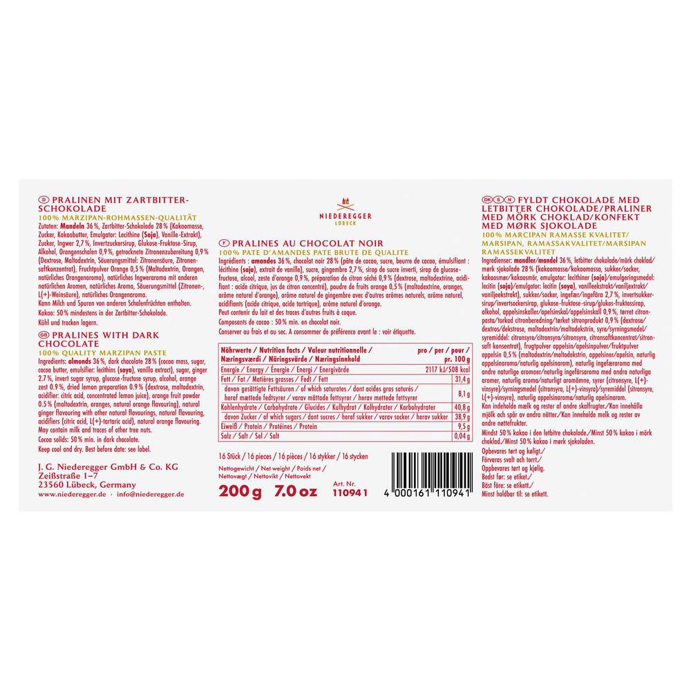 Produktabbildung Niederegger Pralinen Marzipan Klassiker, Duo Ingwer