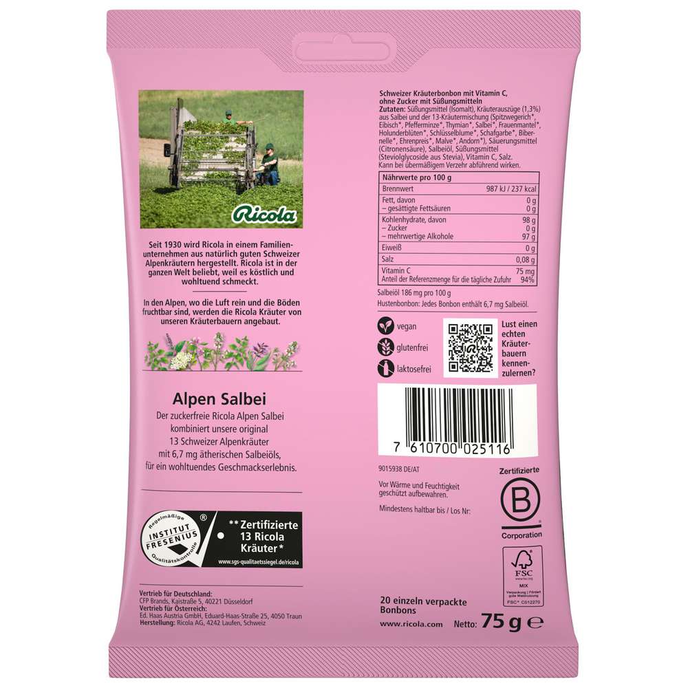 Produktabbildung Ricola Bonbons Alpen Salbei, zuckerfrei