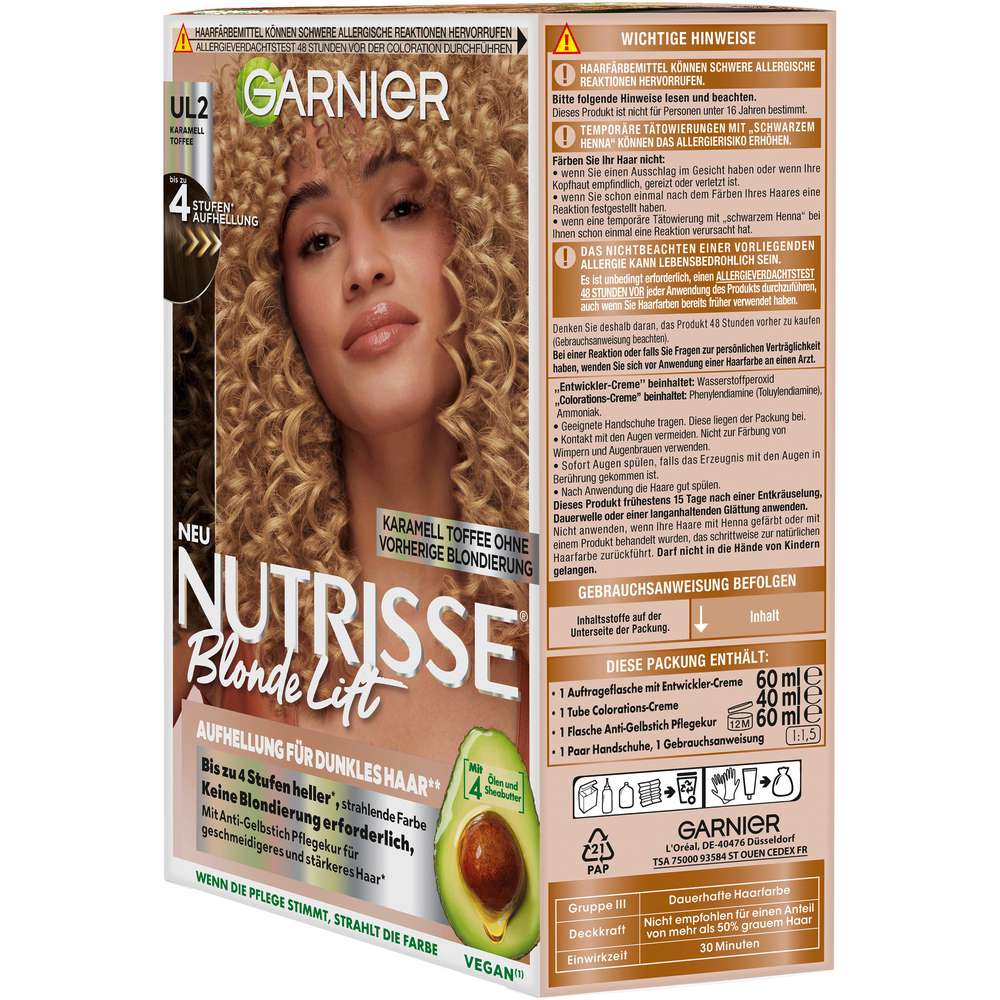 Produktabbildung Garnier Nutrisse Haarfarbe Blond Lift, UL2 Karamell Toffee