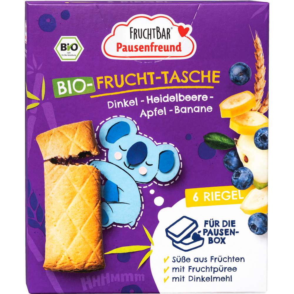 Produktabbildung Fruchtbar Bio Frucht-Tasche, Dinkel, Blaubeere, Apfel, Banane
