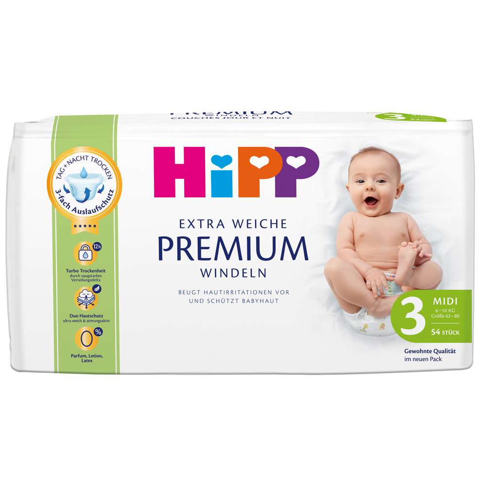Produktabbildung Hipp Premium Windeln Gr. 3 Midi, 6-10 kg