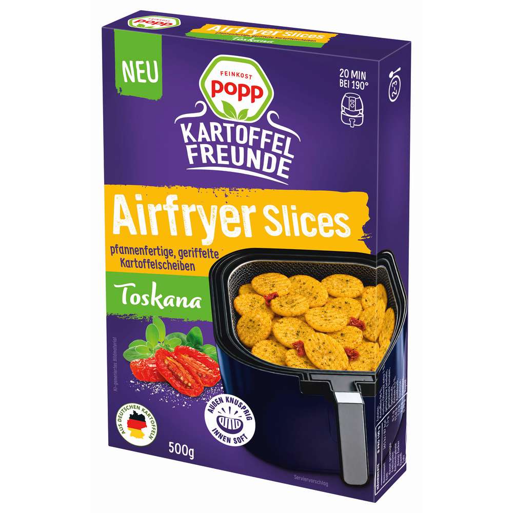 Produktabbildung Feinkost Popp Airfryer Slices Toskana, geriffelte Kartoffelscheiben