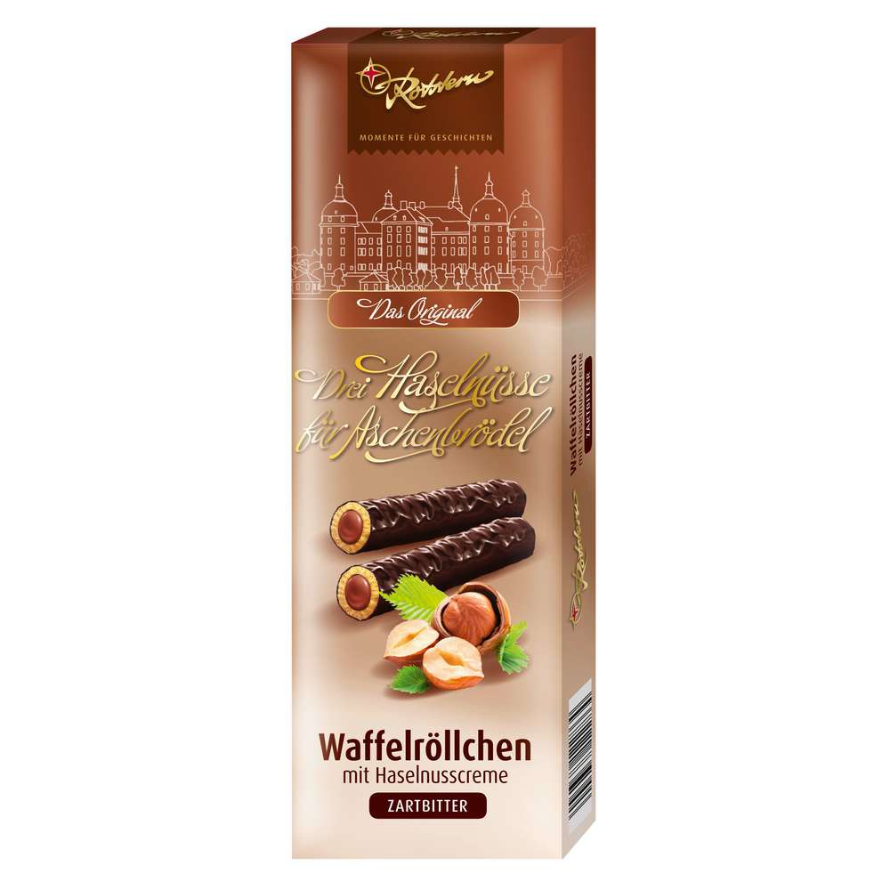 Produktabbildung Rotstern Waffelröllchen mit Haselnusscreme, Zartbitter