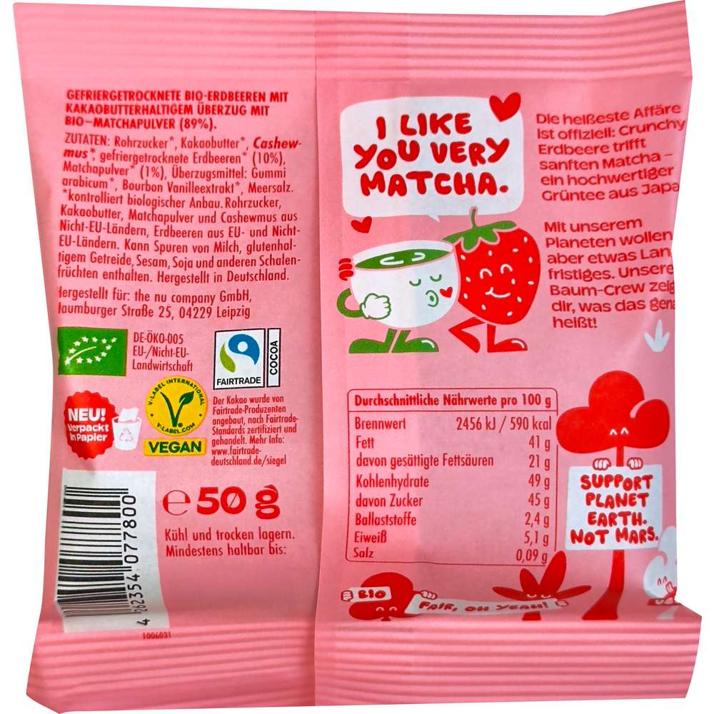 Produktabbildung nucao Crunchy Erdbeeren mit Matcha, gefriergetrocknet