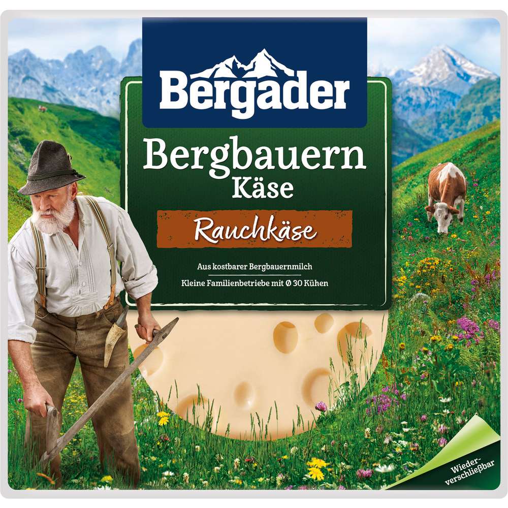 Produktabbildung Bergader Käsescheiben Bergbauern Käse, Rauchkäse