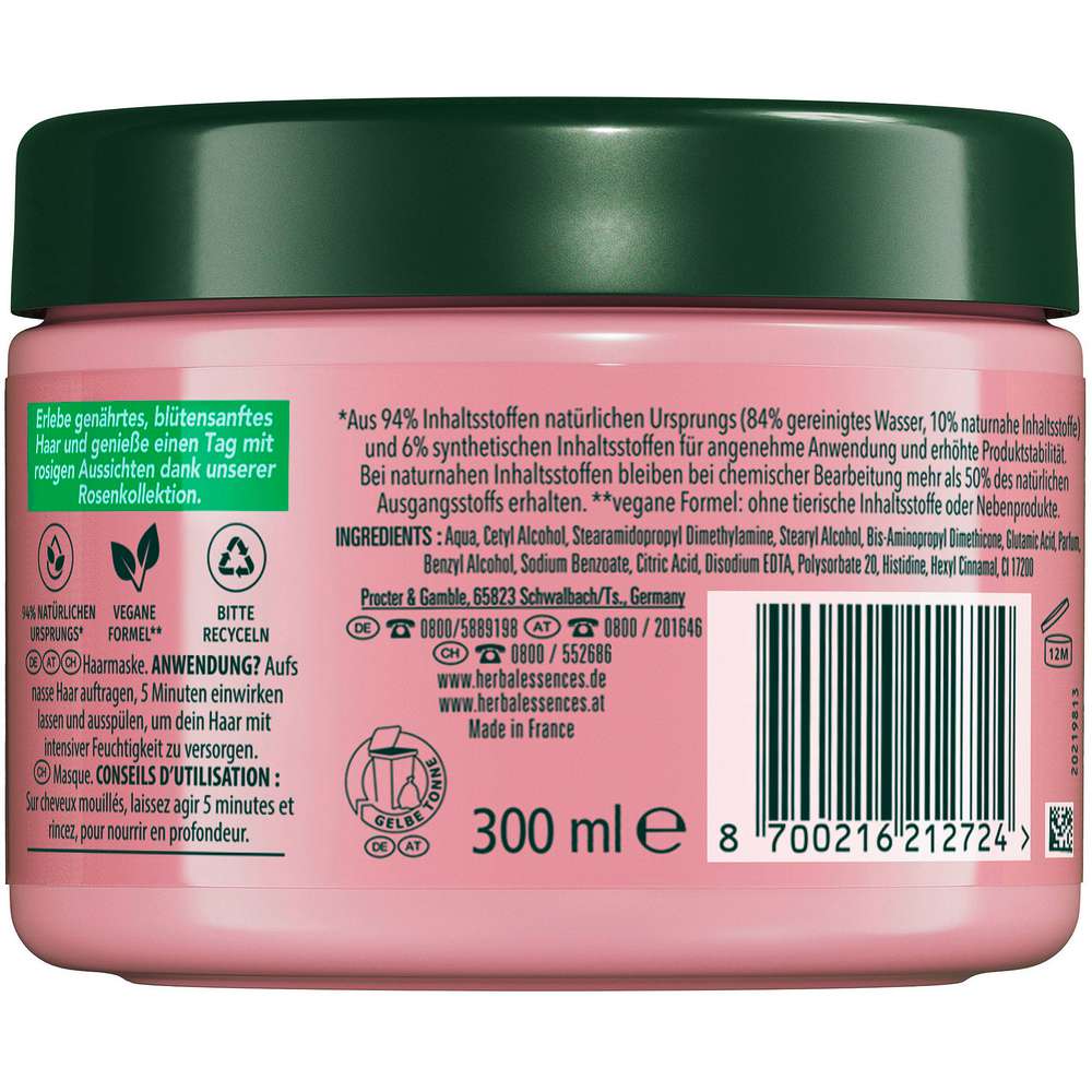 Produktabbildung Herbal Essences Haarmaske Blütensanft, Rosenduft