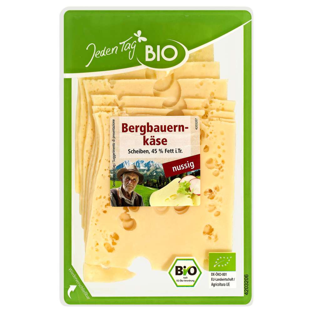 Produktabbildung Jeden Tag Bio Bergbauernkäse Scheiben
