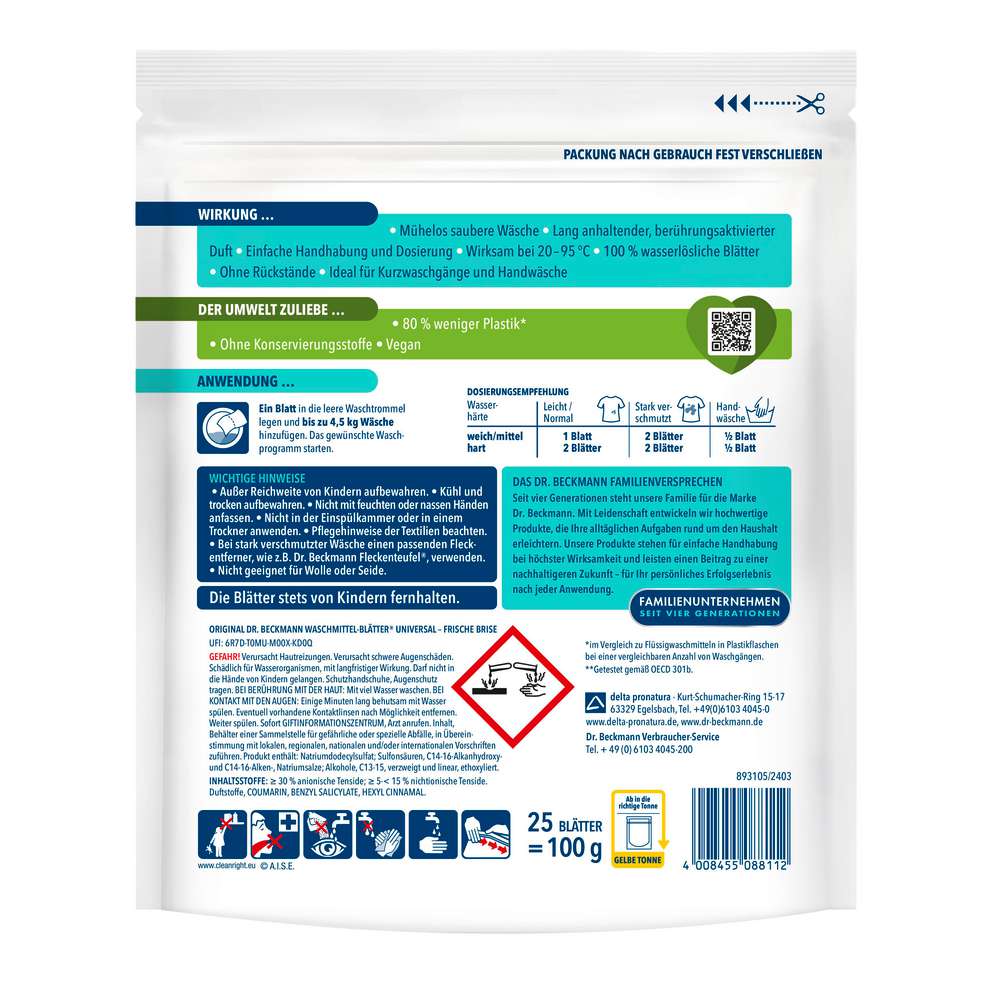Produktabbildung Dr. Beckmann Universal-Waschmittel Blätter, Magic Leaves, Frühlingsfrisch