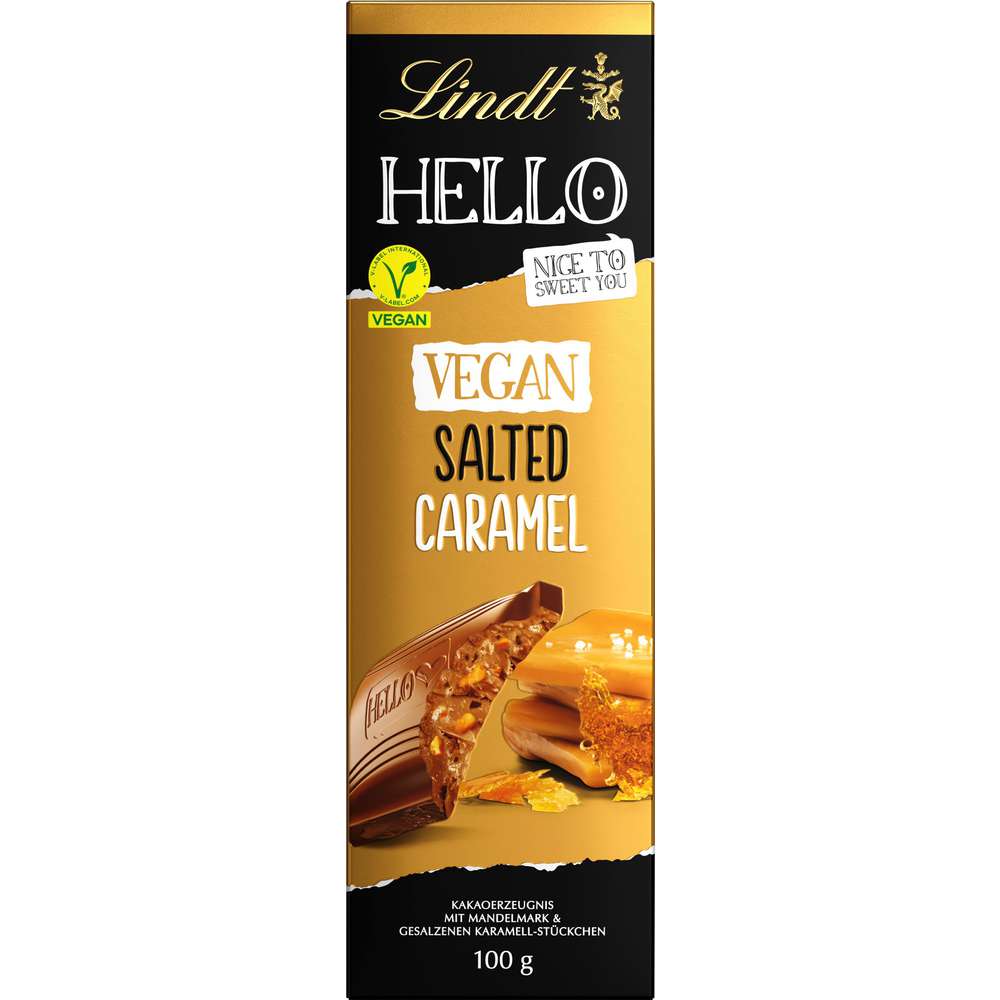 Produktabbildung Lindt Hello Tafelschokolade, Salted Caramel, Vegan
