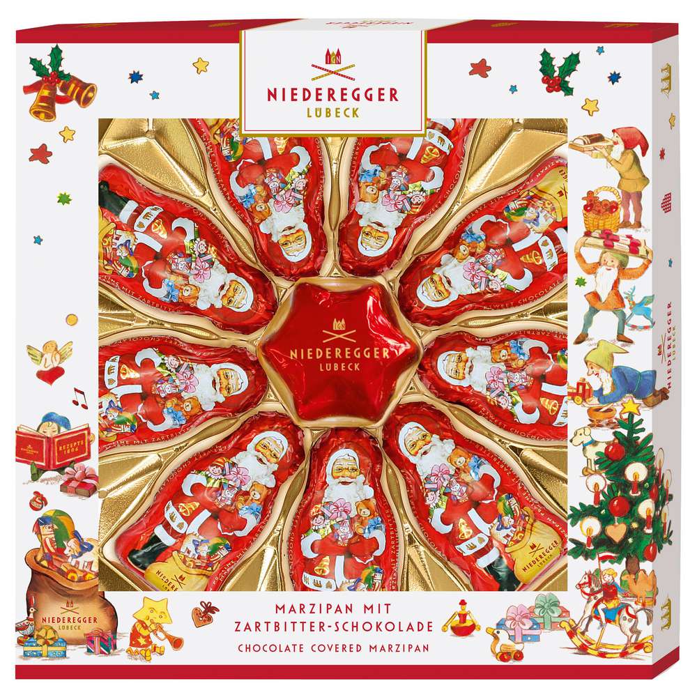Produktabbildung Niederegger Marzipan Weihnachtsmänner und Stern