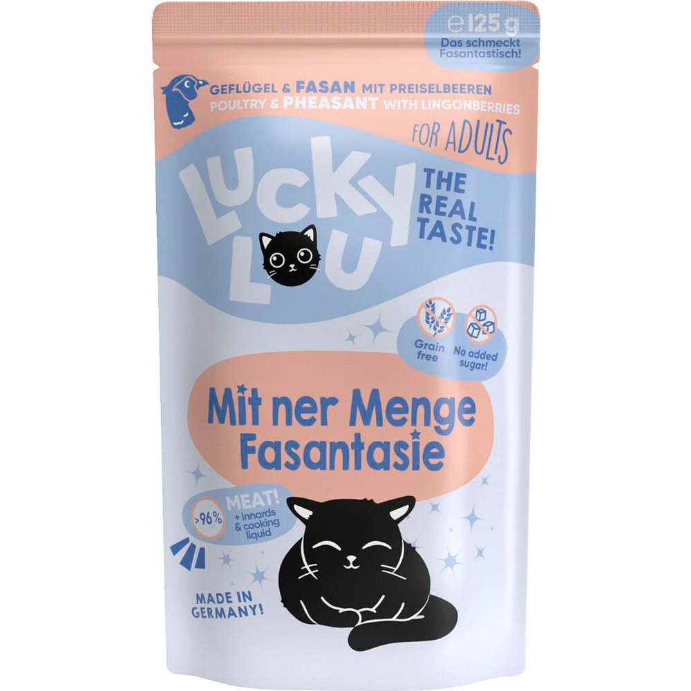 Produktabbildung Lucky Lou Katzen-Nassfutter, Geflügel & Fasan mit Preiselbeeren