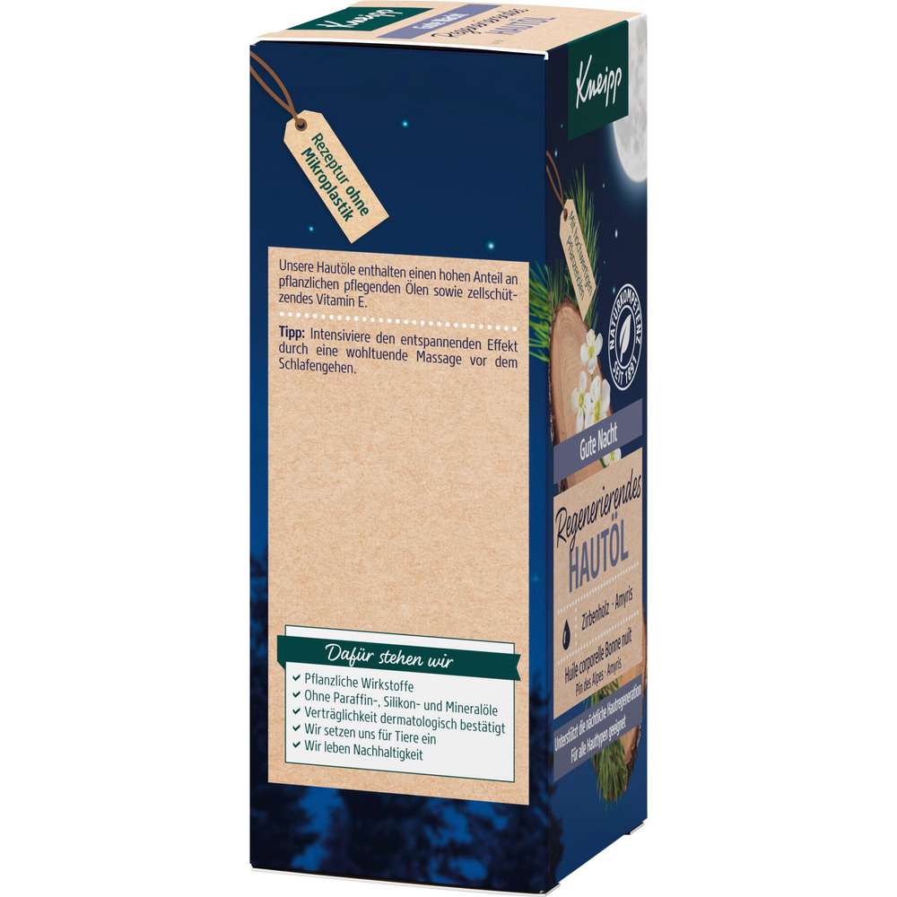 Produktabbildung Kneipp Regenerierendes Hautöl Gute Nacht, alle Hauttypen, Zirbenhaus-Amyris