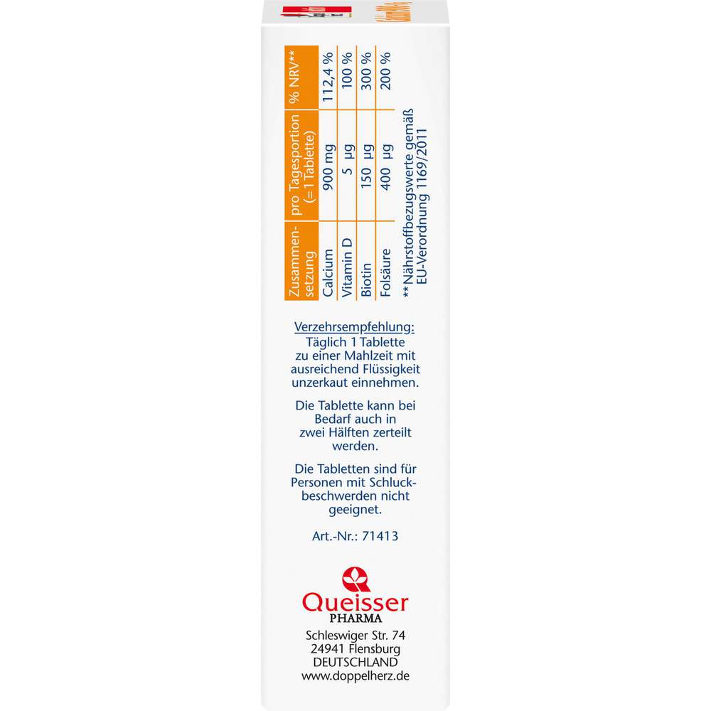 Produktabbildung Doppelherz Calcium 900 + D3 + Biotin + Folsäure Kapseln