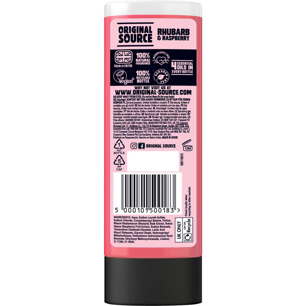 Produktabbildung Original Source Duschgel, Rhabarber/Himbeere