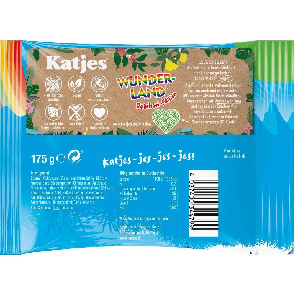 Produktabbildung Katjes Fruchtgummi Wunderland, Rainbow-Edition, Vegan