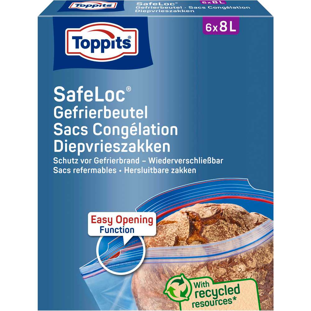 Produktabbildung Toppits Doppelverschluss-Gefrier-Beutel, 6 x 8l