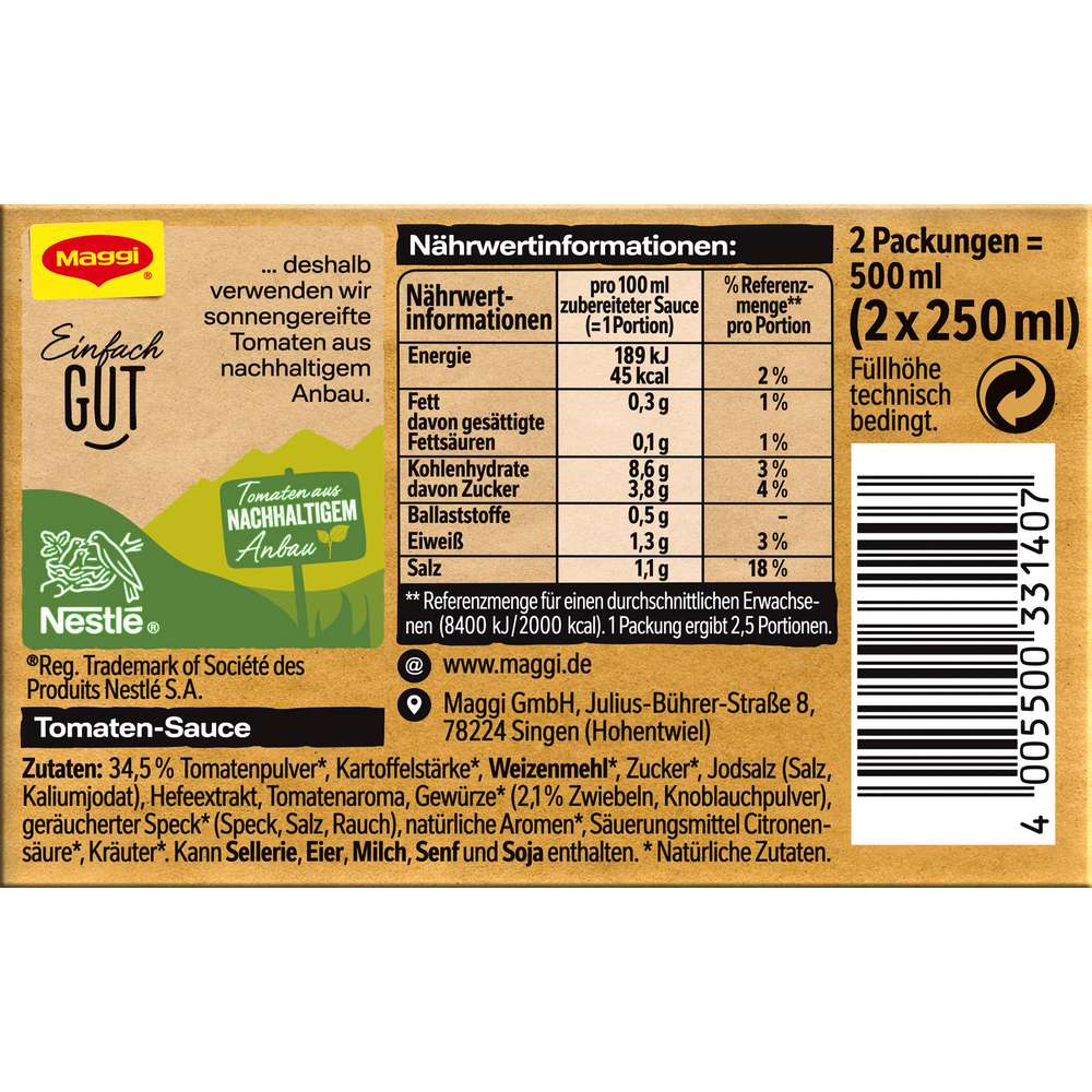 Produktabbildung Maggi Delikatess-Sauce, Tomate