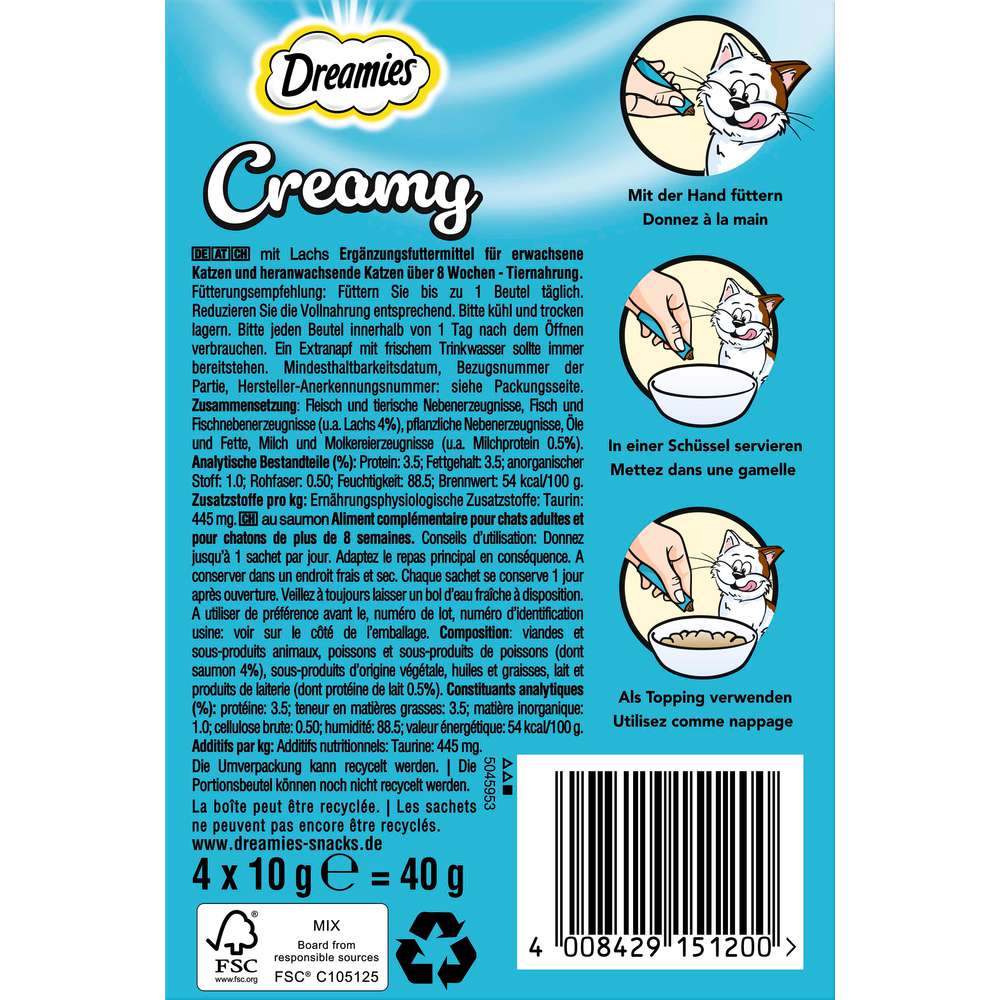 Produktabbildung Dreamies Katzen-Snack Creamy mit Lachs