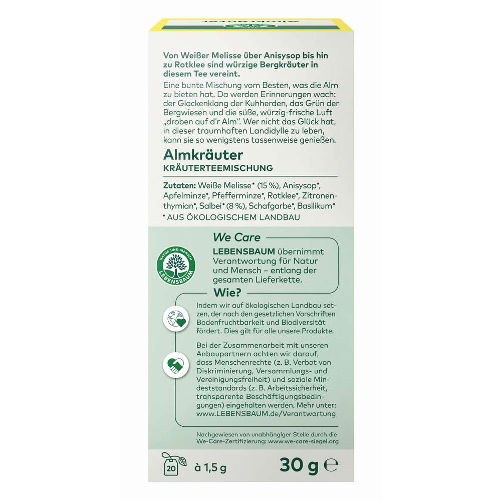 Produktabbildung Lebensbaum Bio Kräutertee, Almkräuter