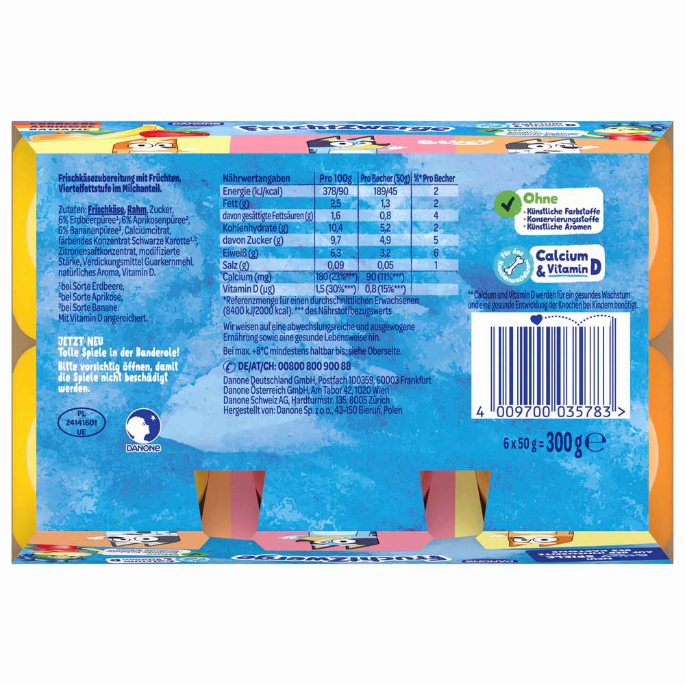 Produktabbildung  Fruchtquark, Erdbeere/Aprikose/Banane