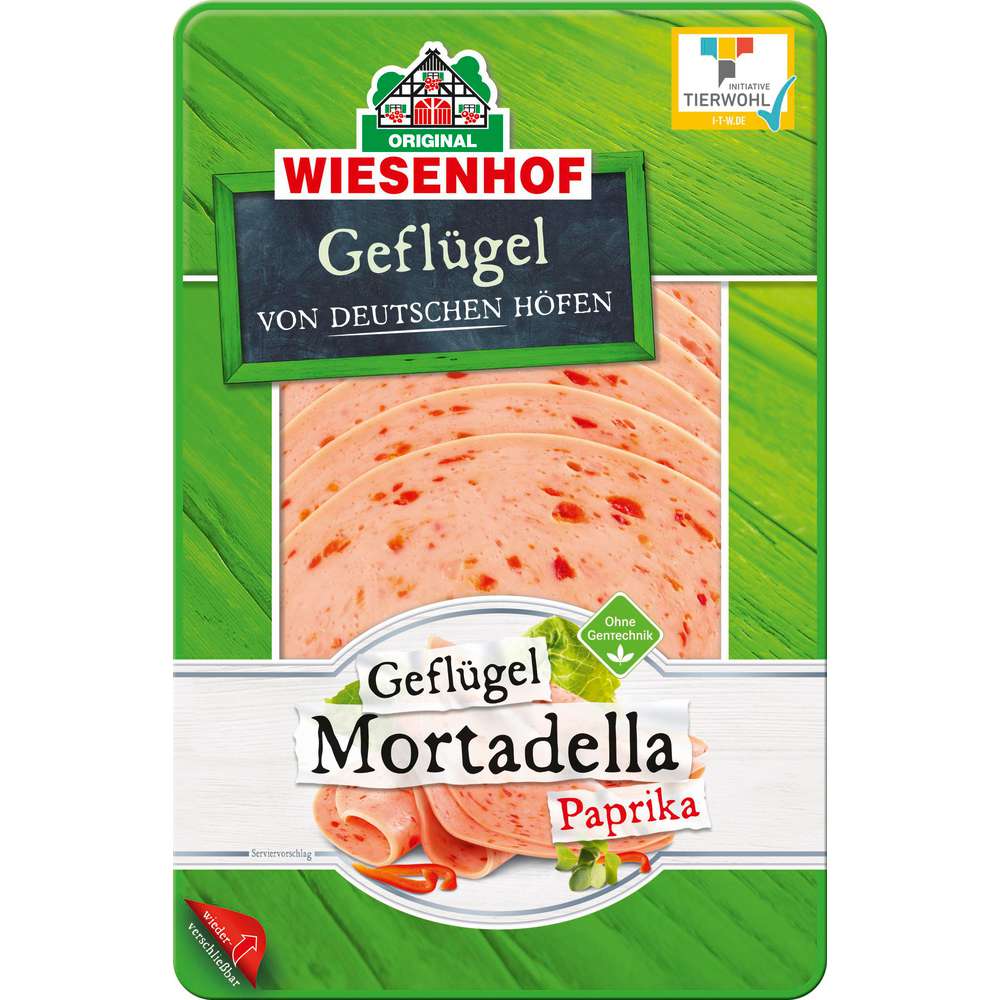 Produktabbildung Wiesenhof Geflügel-Mortadella, Paprika