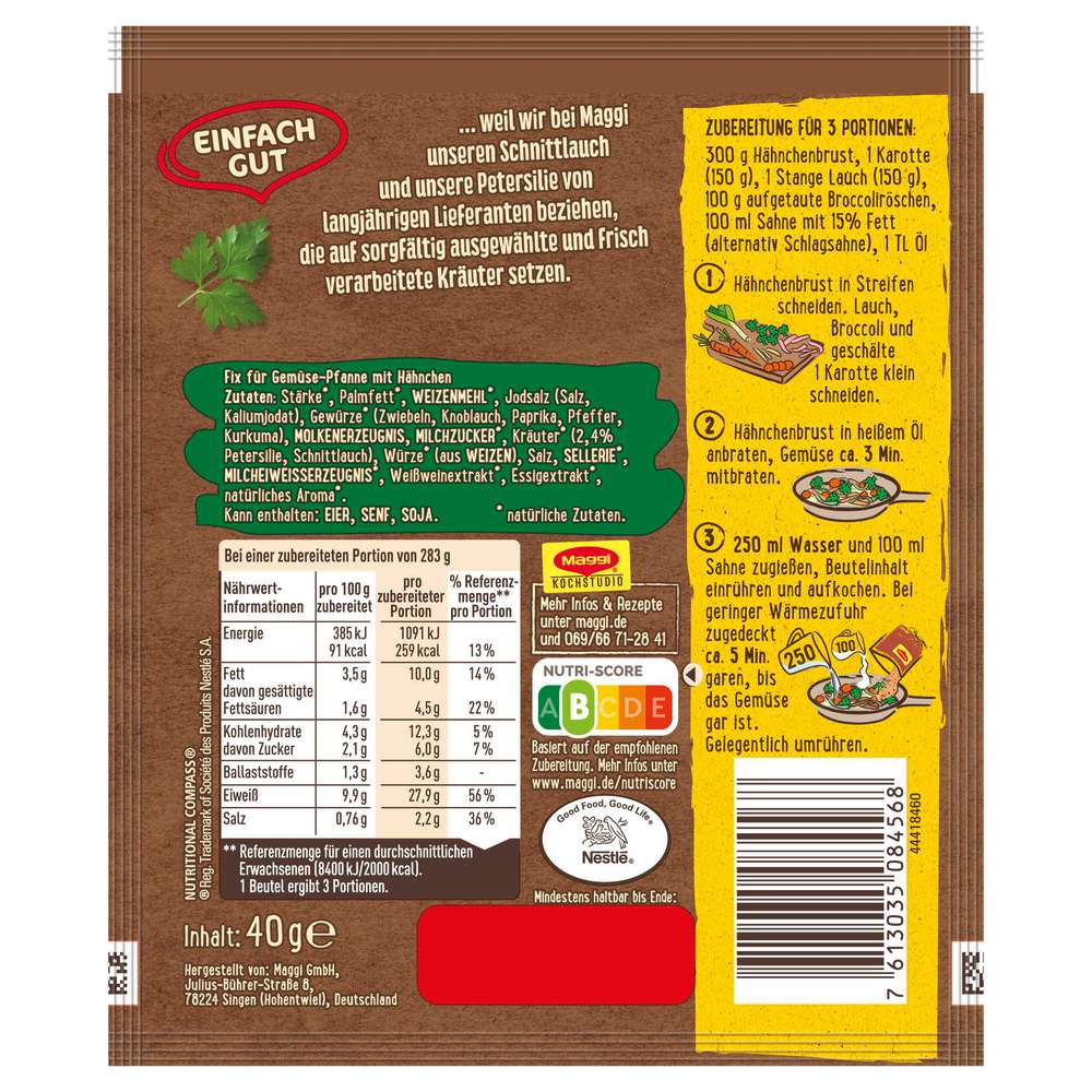 Produktabbildung Maggi Gewürzmischung, Gemüsepfanne mit Hähnchen