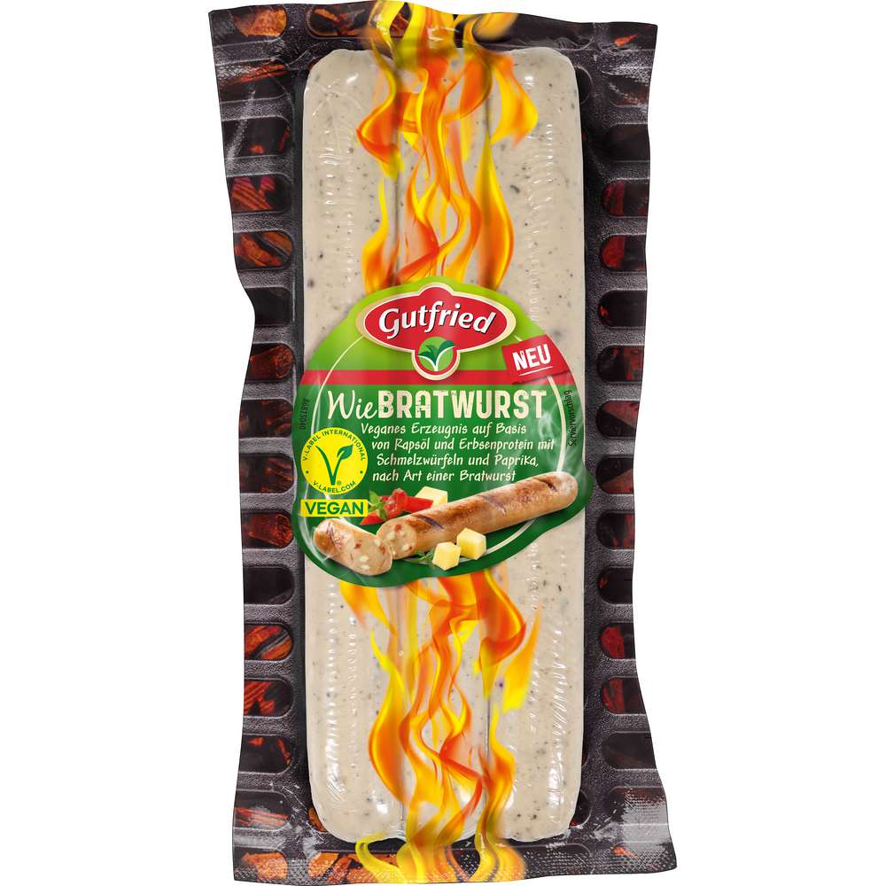 Produktabbildung Gutfried Vegane Bratwurst, Paprika-Käse