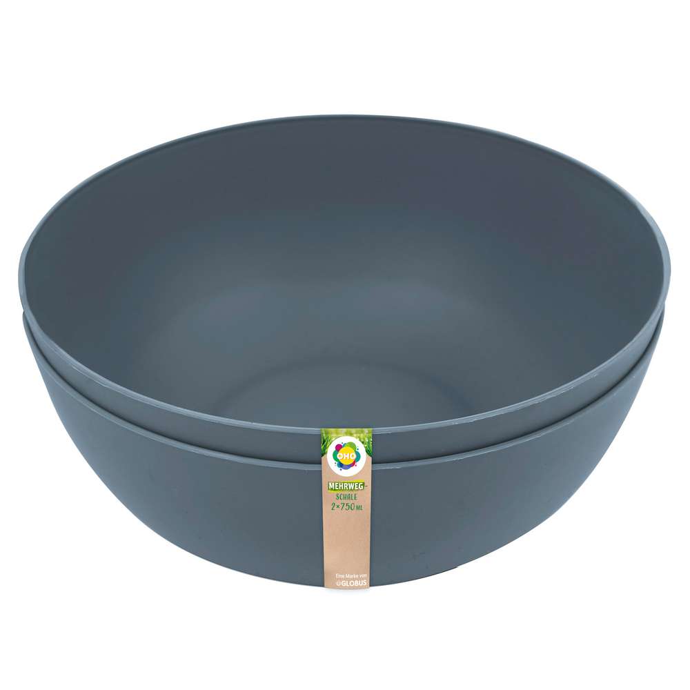 Produktabbildung OHO Mehrweg Schale grau, 2er Pack